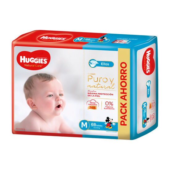 PAÑAL HUGGIES NATURAL CARE ELLOS Mx68